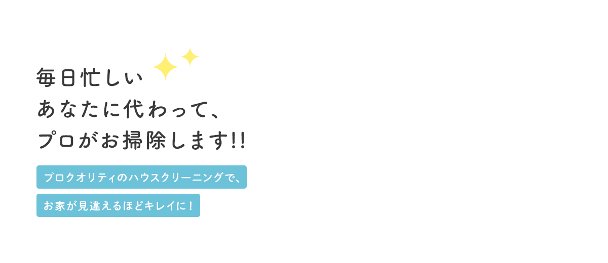 毎日忙しいあなたに代わって、プロがお掃除します