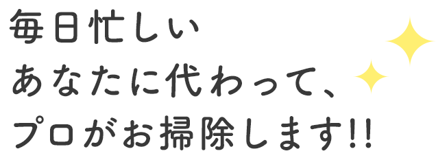 毎日忙しいあなたに代わって、プロがお掃除します